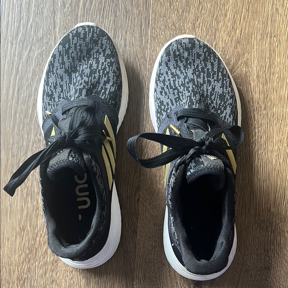 Adidas Black and Gold Sneakers with Sock-Like Fit